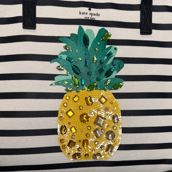 Kate Spade New York By The Pool Pineapple Embellished Canvas Tote and Wristlet - Picture 7 of 8
